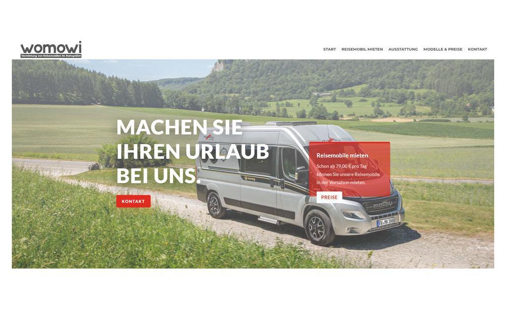 Webseite für Reisemobil-Vermietung
